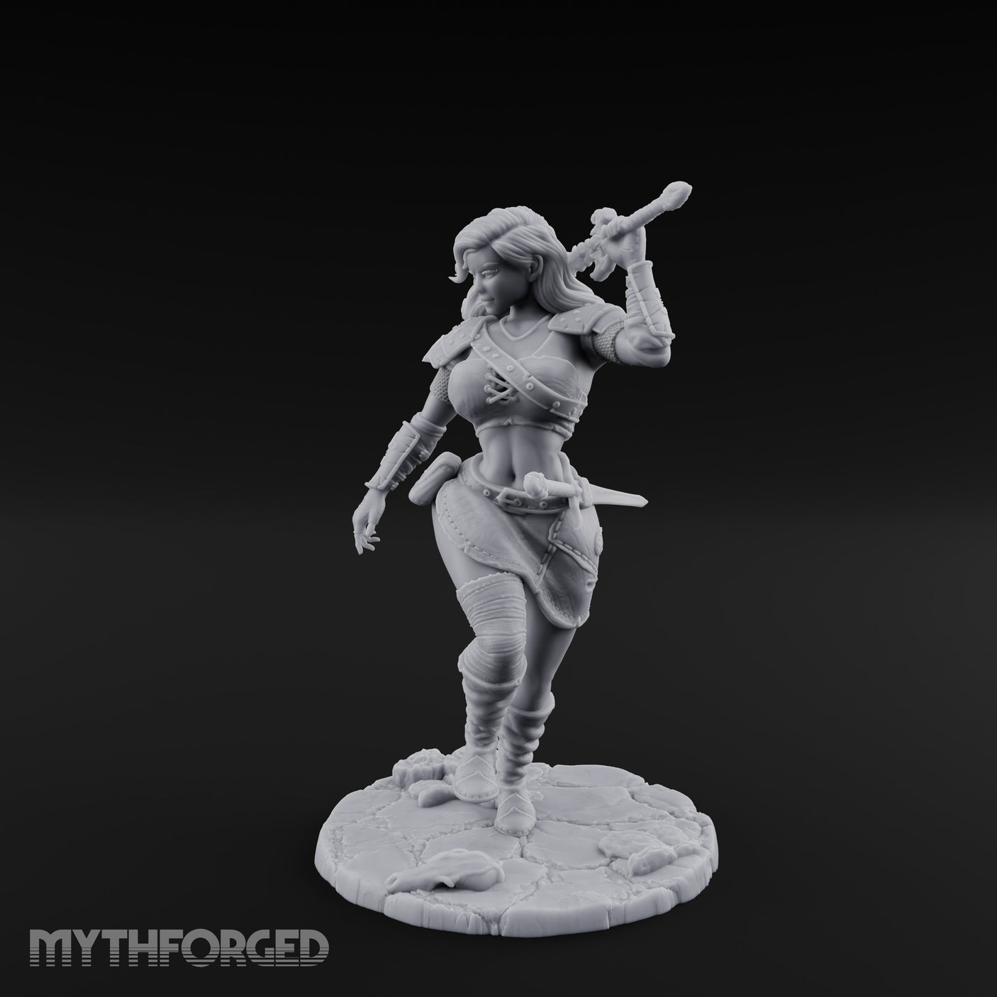 Greatsword Overhead Lunging Human Warrior Miniature for Dungeons and Dragons, Pathfinder or other TTRPGs