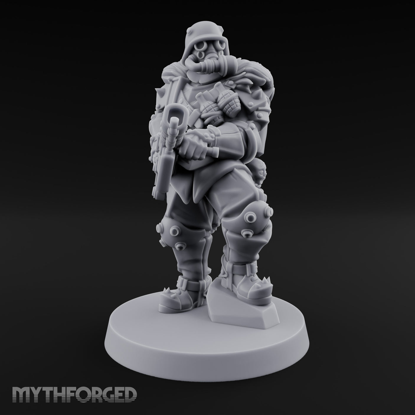 Grenade Clutching Flamer Wielding Human Flame Trooper Miniature for Dungeons and Dragons, Pathfinder or other TTRPGs
