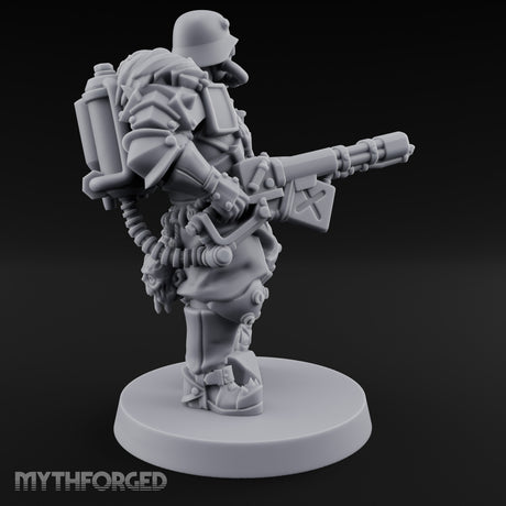 Grenade Clutching Flamer Wielding Human Flame Trooper Miniature for Dungeons and Dragons, Pathfinder or other TTRPGs