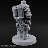 Grenade Clutching Flamer Wielding Human Flame Trooper Miniature for Dungeons and Dragons, Pathfinder or other TTRPGs