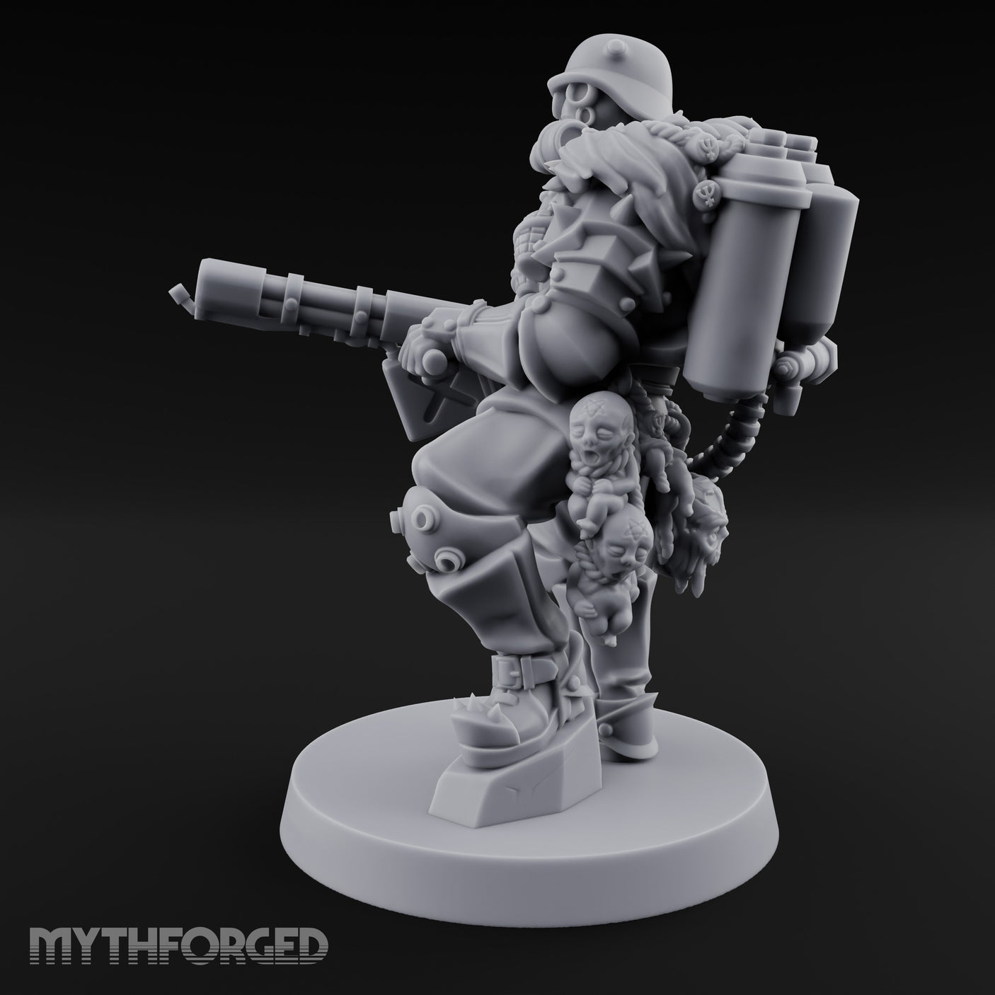 Grenade Clutching Flamer Wielding Human Flame Trooper Miniature for Dungeons and Dragons, Pathfinder or other TTRPGs