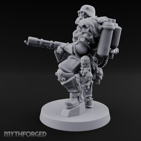Grenade Clutching Flamer Wielding Human Flame Trooper Miniature for Dungeons and Dragons, Pathfinder or other TTRPGs