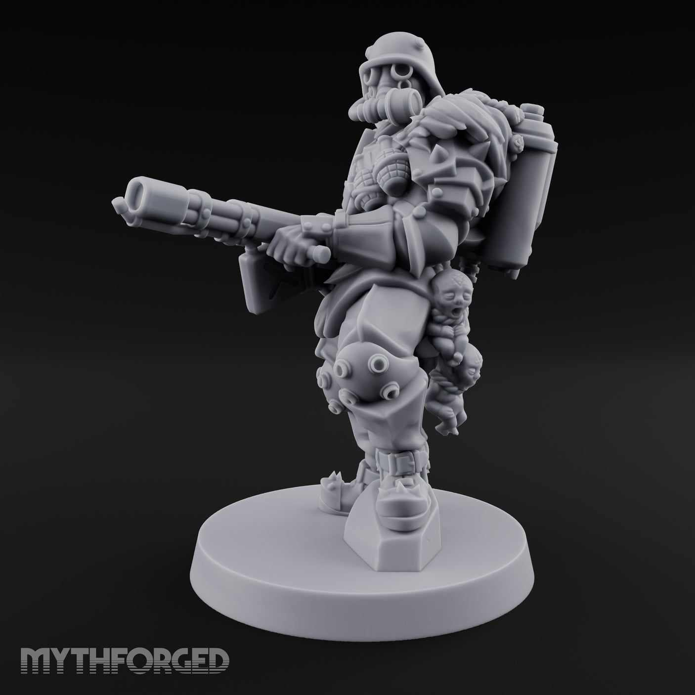 Grenade Clutching Flamer Wielding Human Flame Trooper Miniature for Dungeons and Dragons, Pathfinder or other TTRPGs