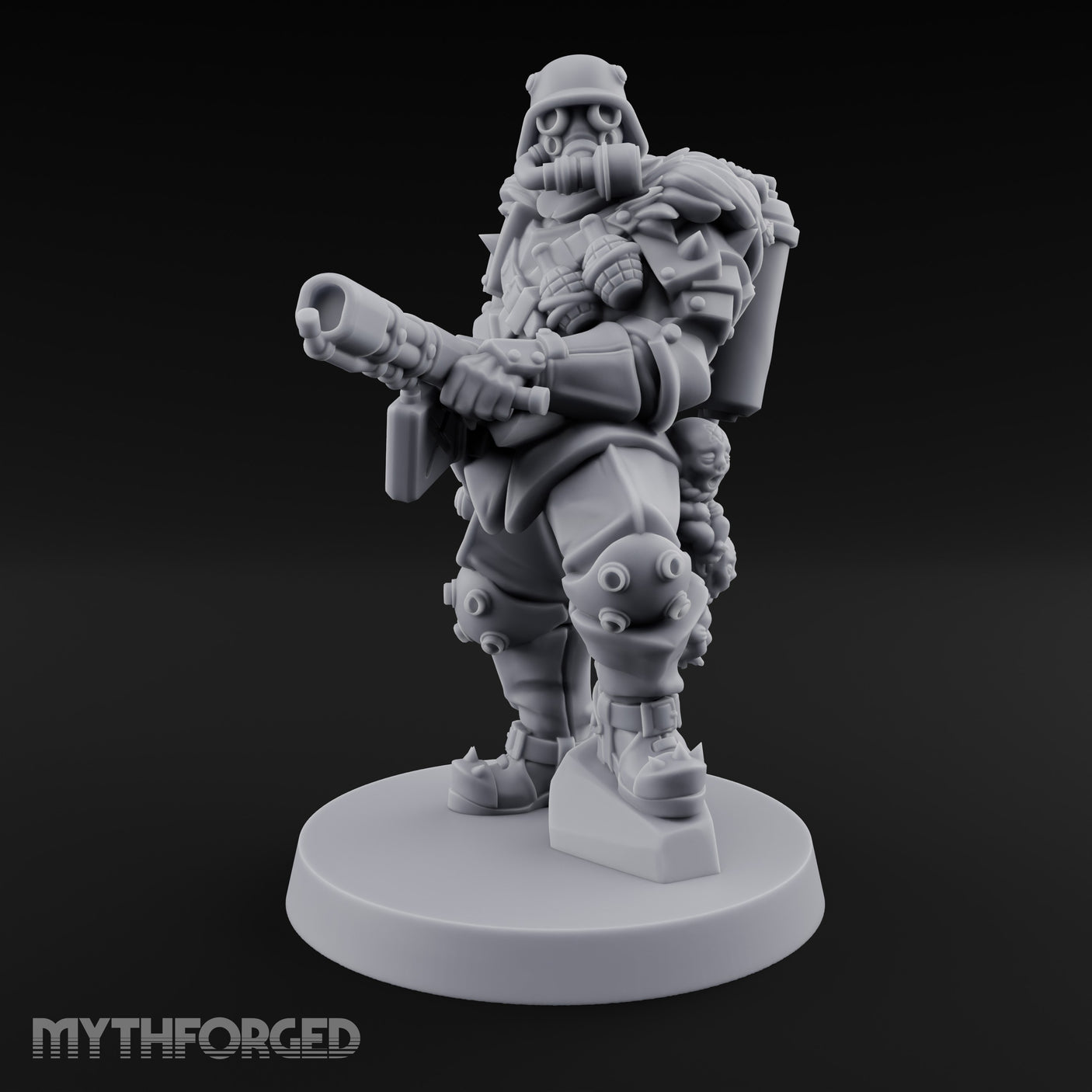 Grenade Clutching Flamer Wielding Human Flame Trooper Miniature for Dungeons and Dragons, Pathfinder or other TTRPGs