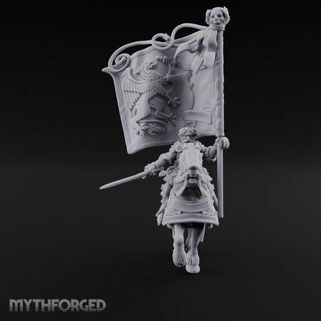 Griffin Banner Charging Human Battle Standard Bearer Miniature for Dungeons and Dragons, Pathfinder or other TTRPGs
