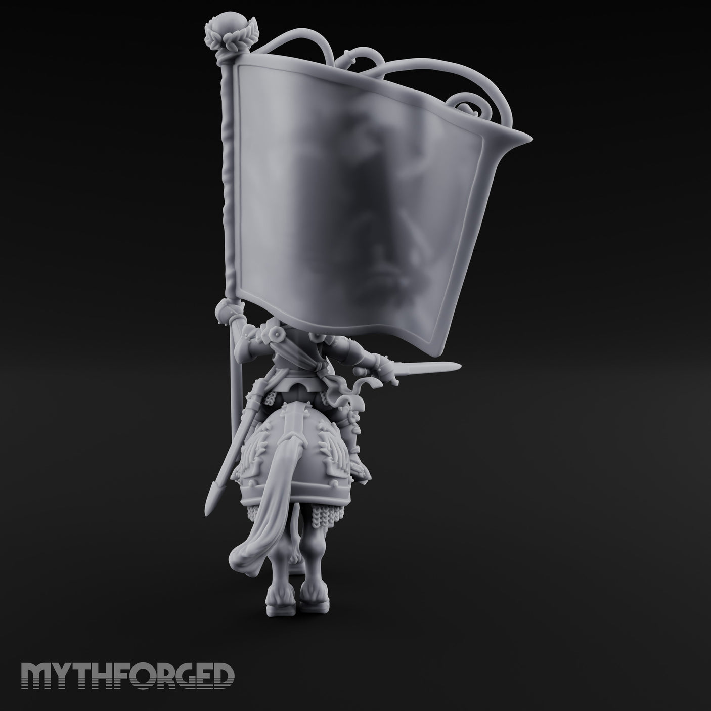 Griffin Banner Charging Human Battle Standard Bearer Miniature for Dungeons and Dragons, Pathfinder or other TTRPGs