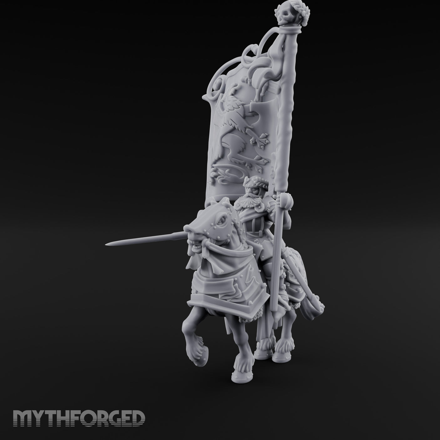 Griffin Banner Charging Human Battle Standard Bearer Miniature for Dungeons and Dragons, Pathfinder or other TTRPGs