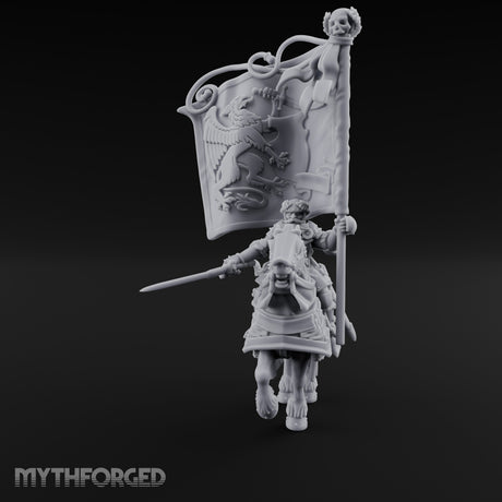 Griffin Banner Charging Human Battle Standard Bearer Miniature for Dungeons and Dragons, Pathfinder or other TTRPGs