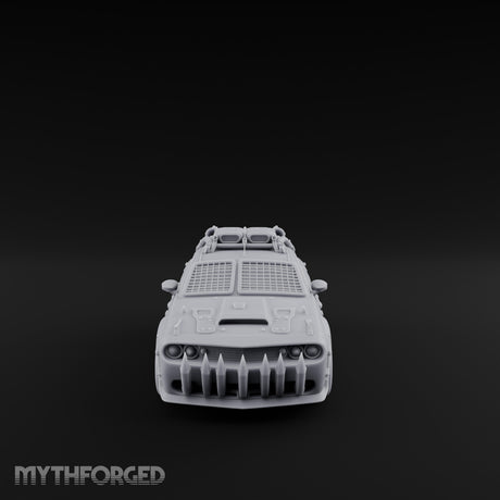 Grille-Spiked Roof-Mounted Apocalypse Muscle Car Miniature for Dungeons and Dragons, Pathfinder or other TTRPGs