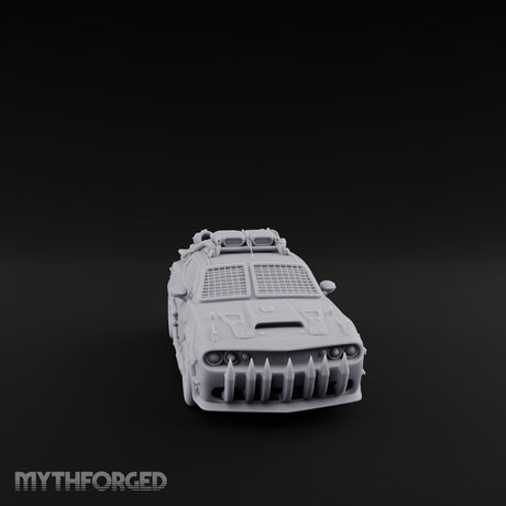 Grille-Spiked Roof-Mounted Apocalypse Muscle Car Miniature for Dungeons and Dragons, Pathfinder or other TTRPGs