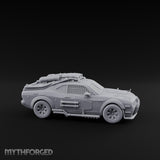 Grille-Spiked Roof-Mounted Apocalypse Muscle Car Miniature for Dungeons and Dragons, Pathfinder or other TTRPGs