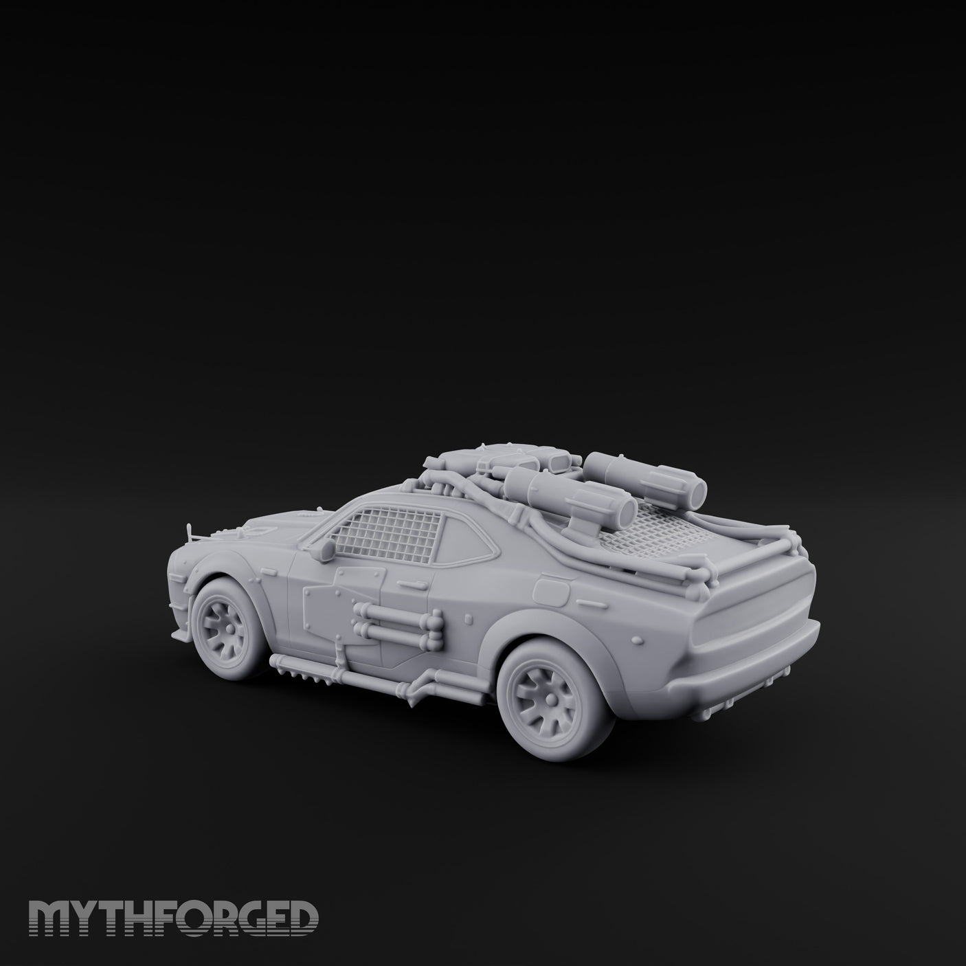 Grille-Spiked Roof-Mounted Apocalypse Muscle Car Miniature for Dungeons and Dragons, Pathfinder or other TTRPGs