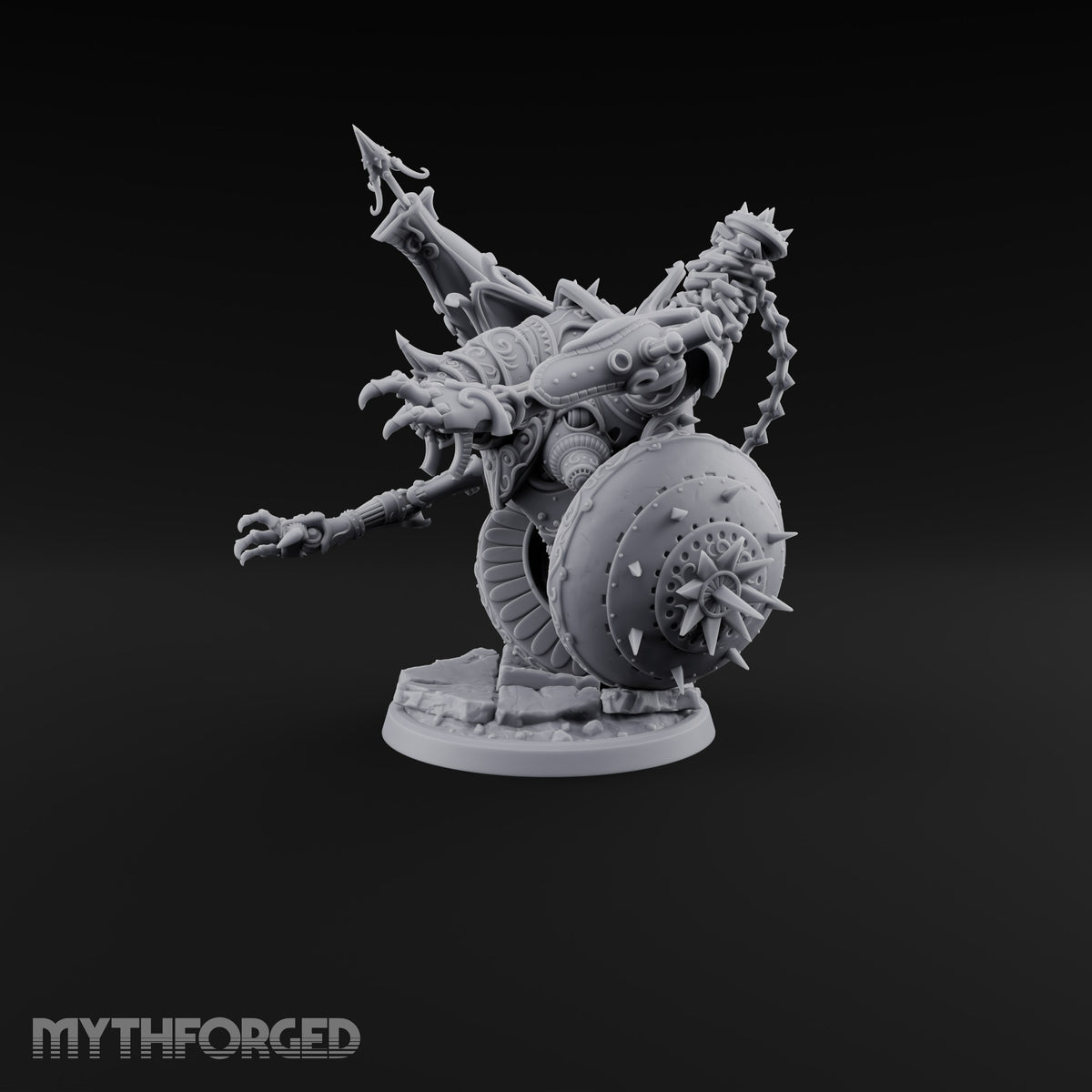 Spiked Wheel, Spiked Mood Warforged Wheeled Automaton with Spiked Wheel and Weapon Arms B