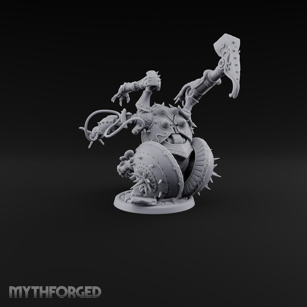 Spiked Wheel, Spiked Mood Warforged Wheeled Automaton with Spiked Wheel and Weapon Arms C