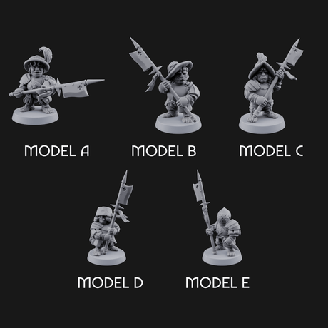 Feather Flourishing Halfling Halberdiers Miniature for Dungeons and Dragons, Pathfinder or other TTRPGs