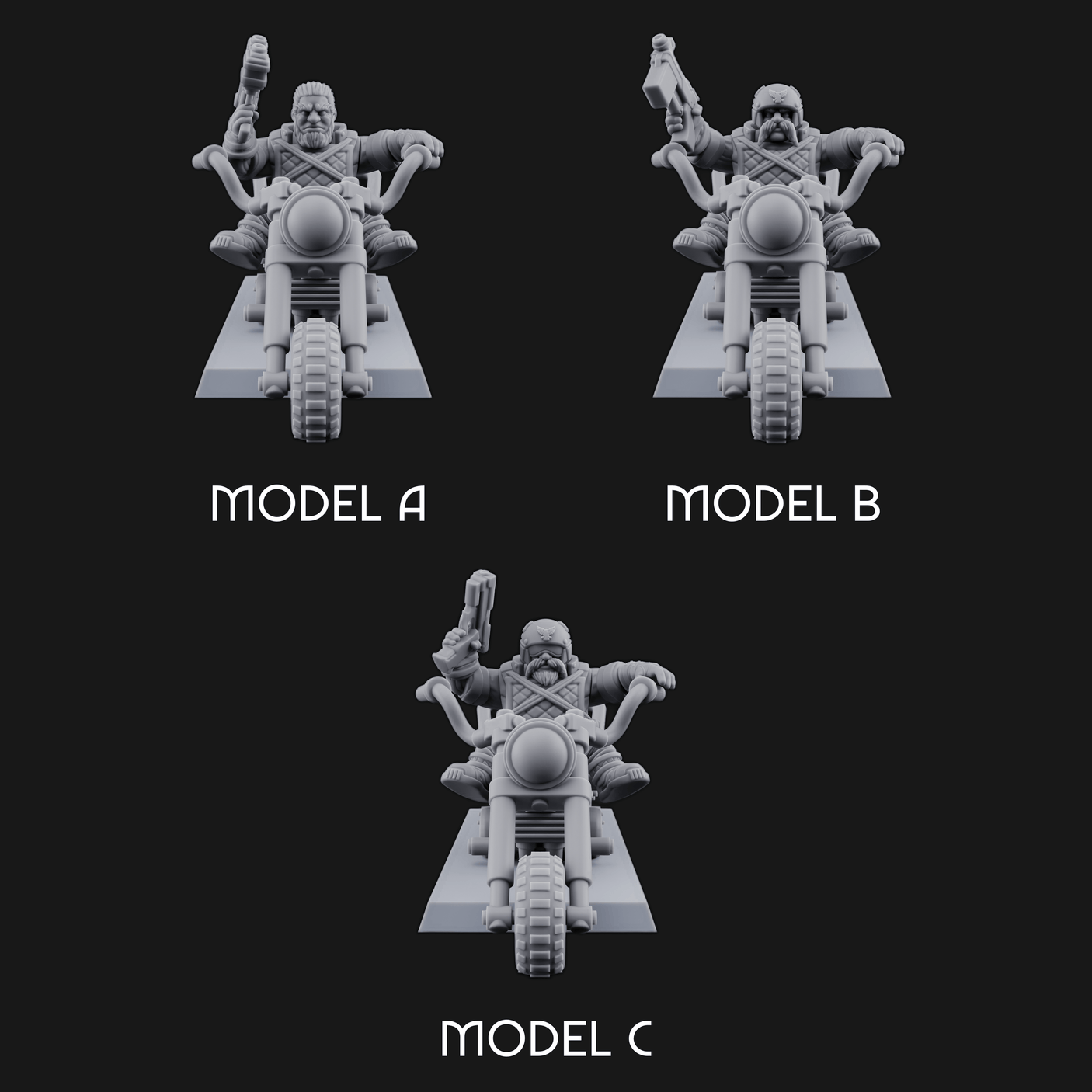 Hands In The Air Space Dwarf Bikers Miniature for Dungeons and Dragons, Pathfinder or other TTRPGs