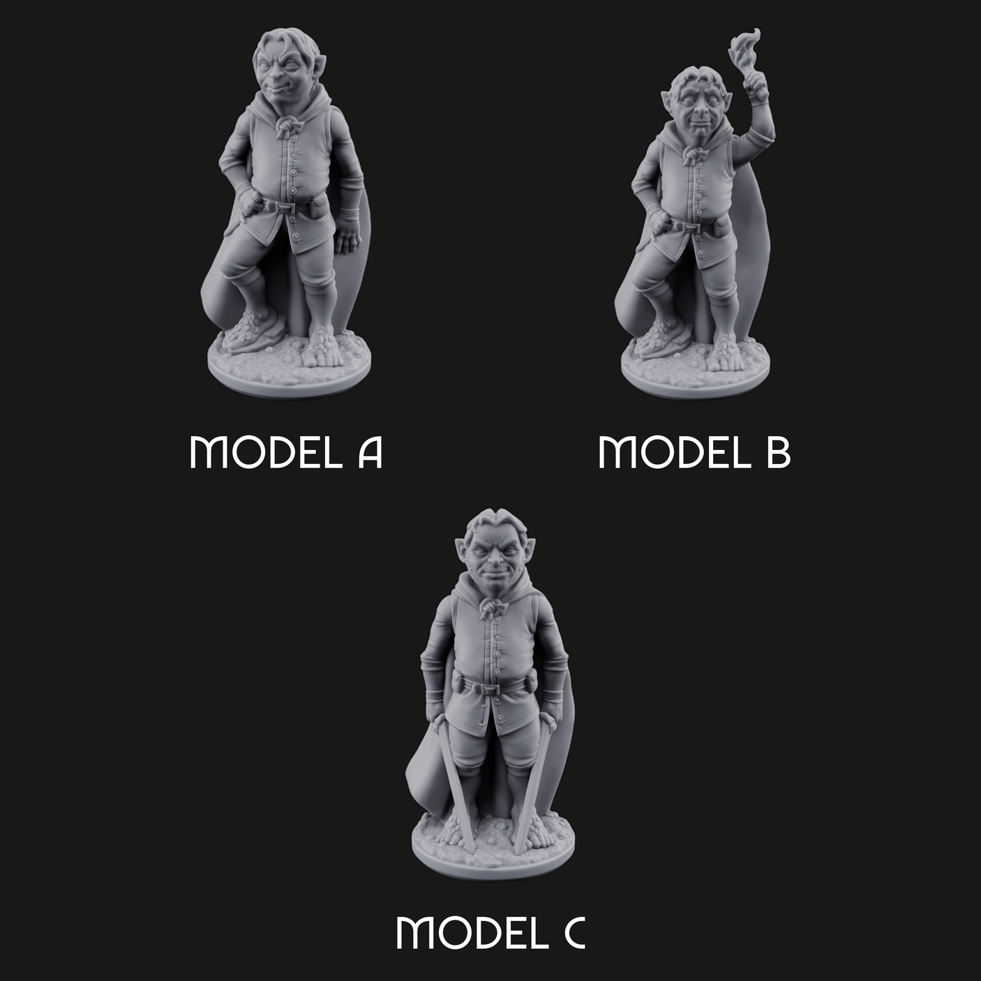 Wandering About Halfling Explorers Miniature for Dungeons and Dragons, Pathfinder or other TTRPGs