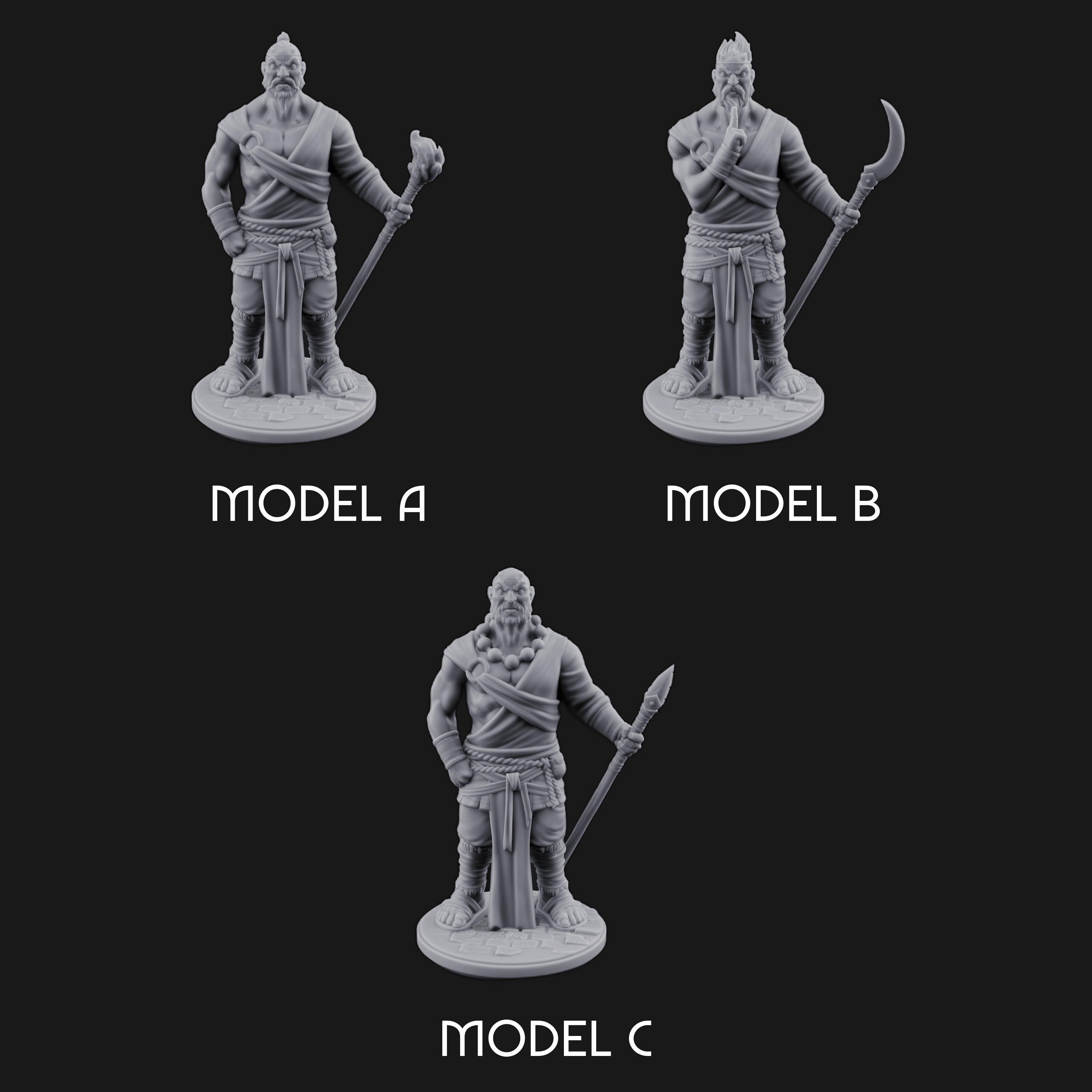 Torch Leaning Human Monks