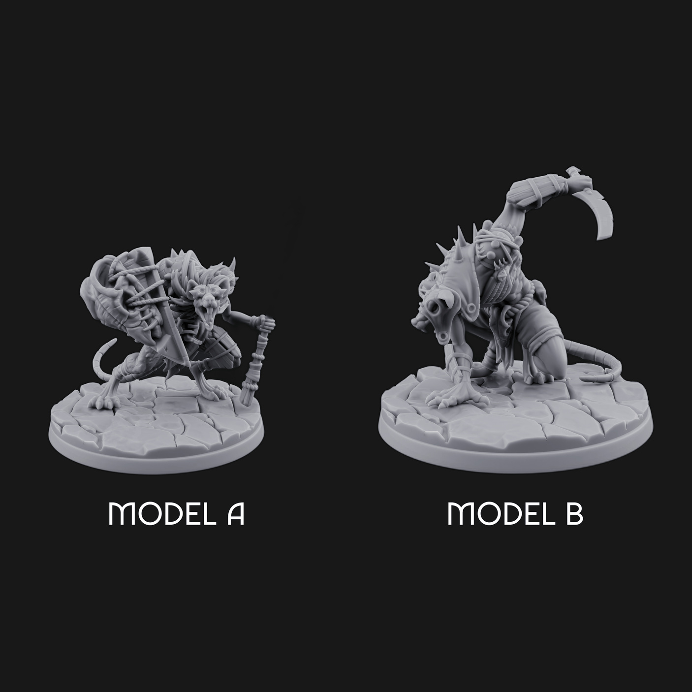 Staff Wielding Fangs Ratfolk Miniature for Dungeons and Dragons, Pathfinder or other TTRPGs