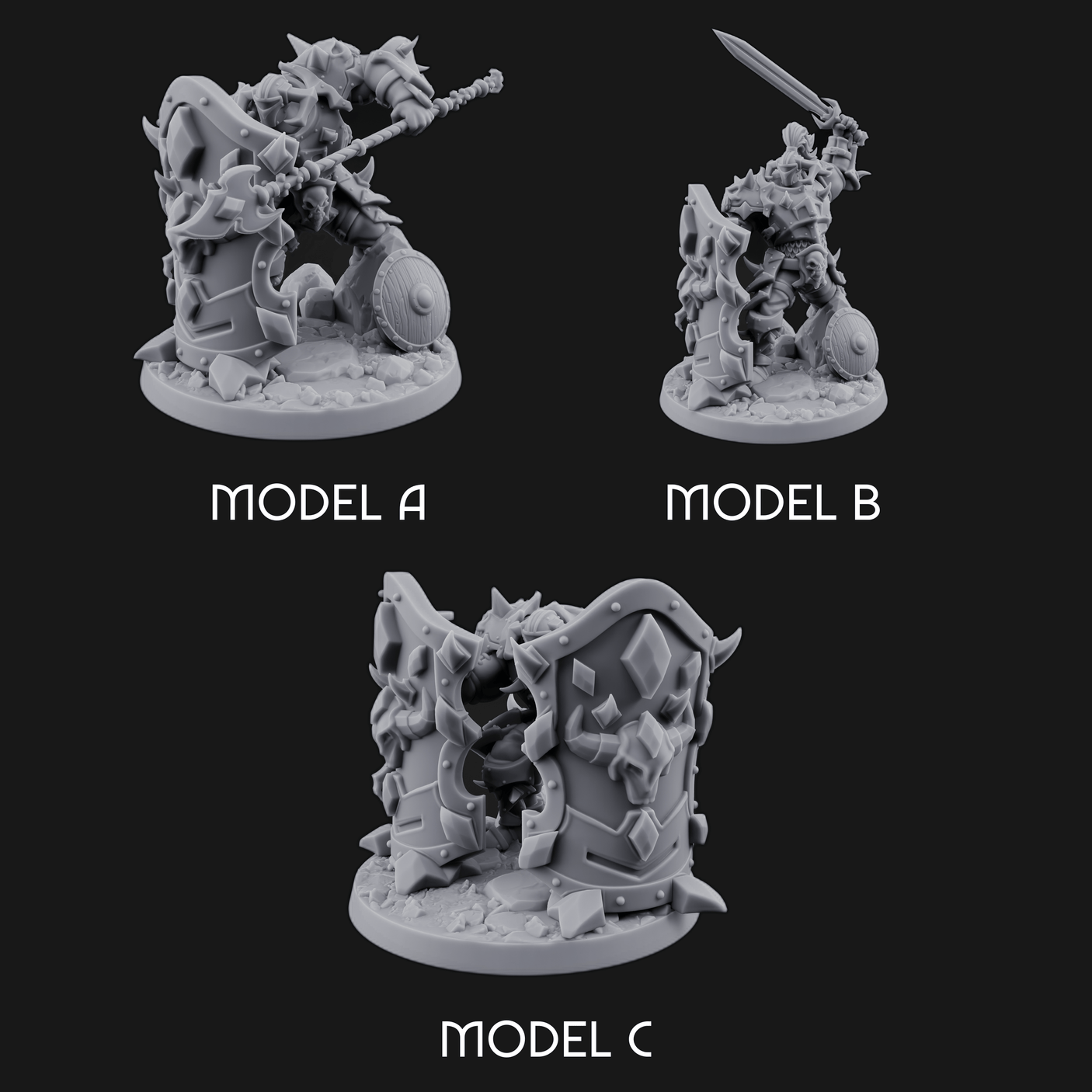 Heavy Shielded Demon Warriors Miniature for Dungeons and Dragons, Pathfinder or other TTRPGs