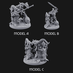 Heavy Shielded Demon Warriors Miniature for Dungeons and Dragons, Pathfinder or other TTRPGs