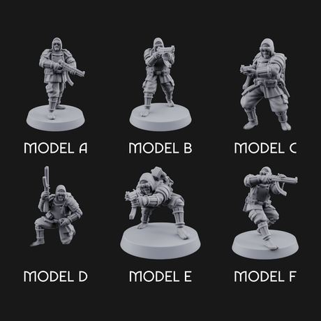 Weird War Japanese Ninja SMG Gunners Miniature for Dungeons and Dragons, Pathfinder or other TTRPGs