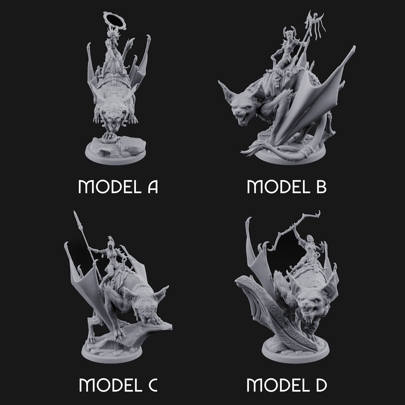 Upside Down Worshipping Elf Skyriders Miniature for Dungeons and Dragons, Pathfinder or other TTRPGs