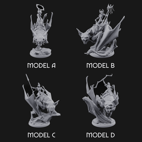 Upside Down Worshipping Elf Skyriders Miniature for Dungeons and Dragons, Pathfinder or other TTRPGs