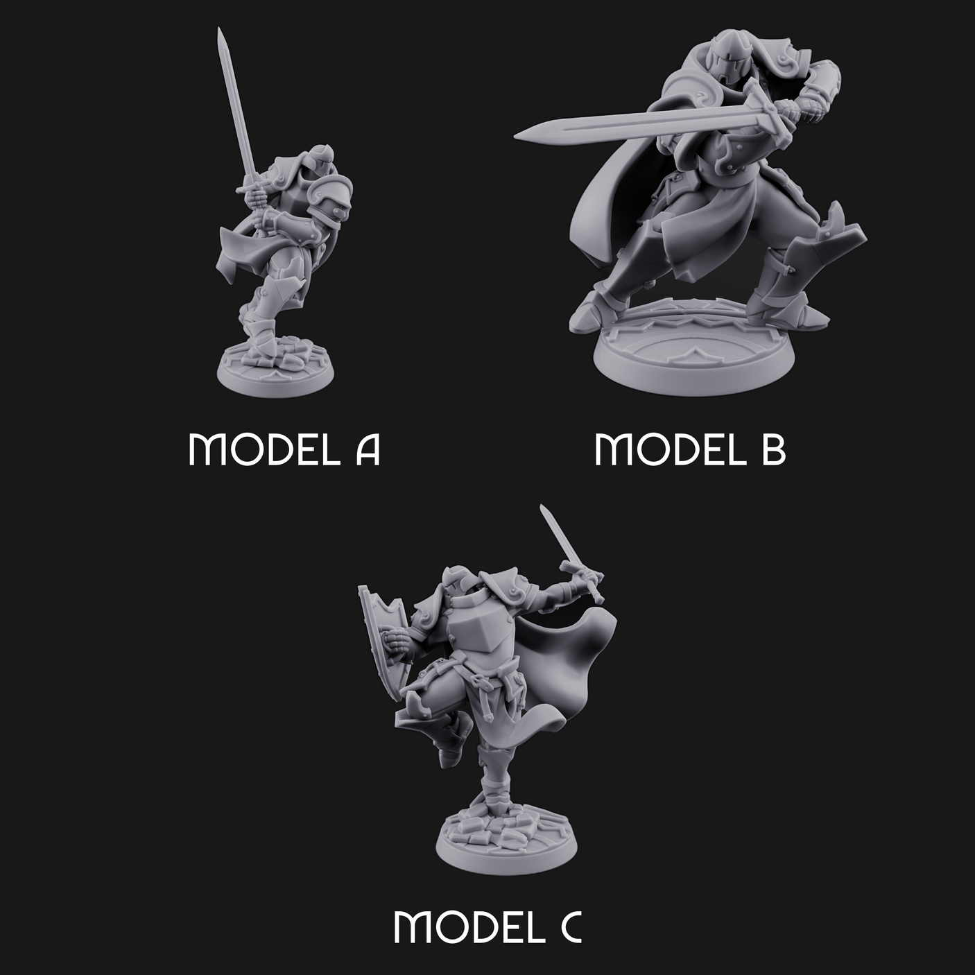 Lunging Forward Human Royal Guards Miniature for Dungeons and Dragons, Pathfinder or other TTRPGs