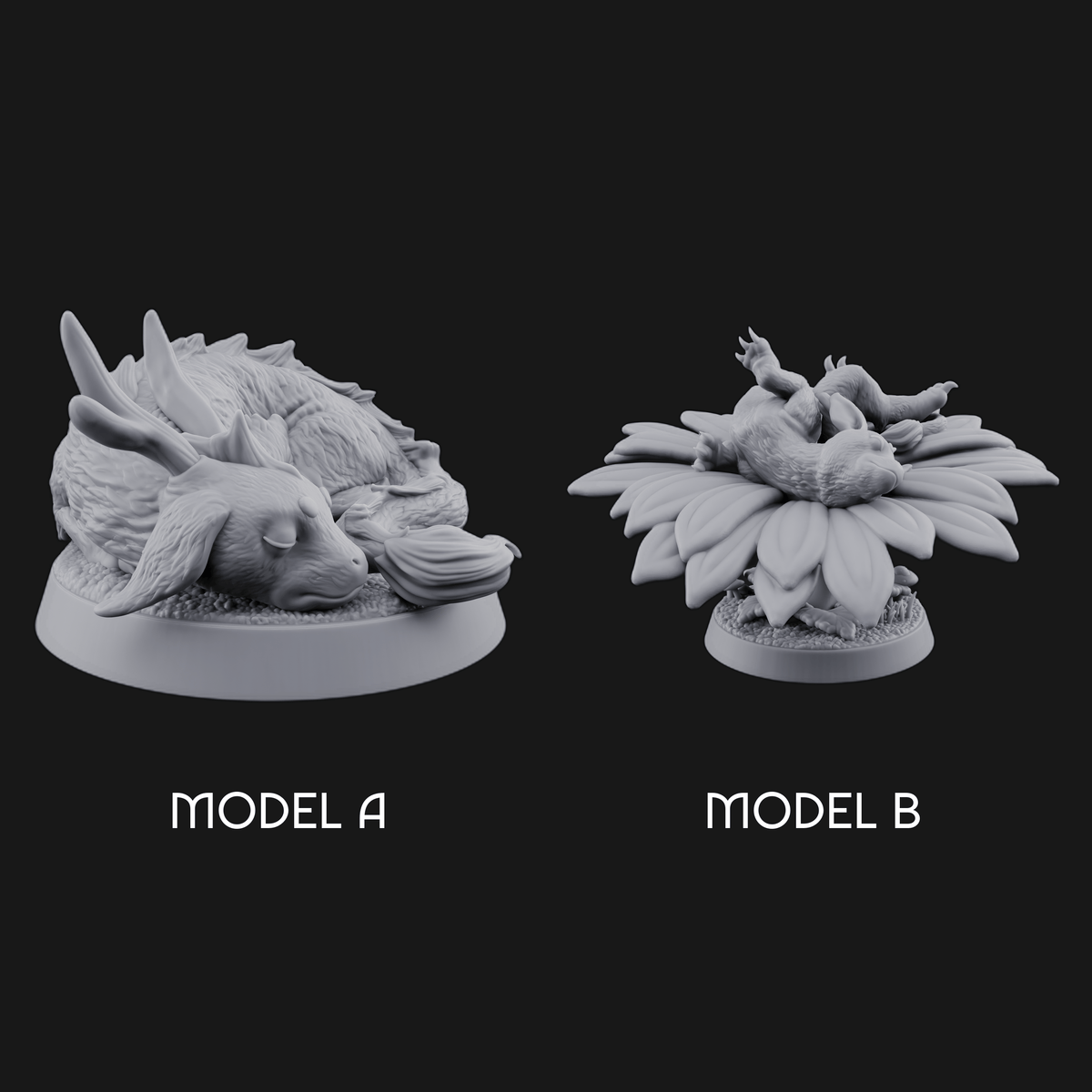 Curled Up Slumbering Faerie Dragon Wyrmling Miniature for Dungeons and Dragons, Pathfinder or other TTRPGs