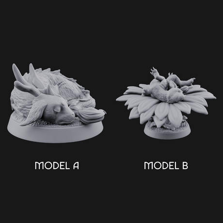 Curled Up Slumbering Faerie Dragon Wyrmling Miniature for Dungeons and Dragons, Pathfinder or other TTRPGs