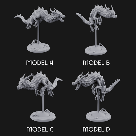 Perched And Calm Spirit Dragons Miniature for Dungeons and Dragons, Pathfinder or other TTRPGs