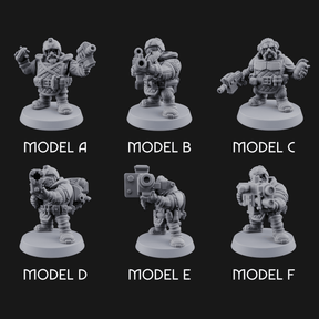 Both Barrels Blazing Space Dwarf Soldiers Miniature for Dungeons and Dragons, Pathfinder or other TTRPGs