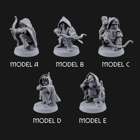 Bow Drawn Steady Halfling Archers Miniature for Dungeons and Dragons, Pathfinder or other TTRPGs