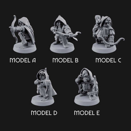Bow Drawn Steady Halfling Archers Miniature for Dungeons and Dragons, Pathfinder or other TTRPGs