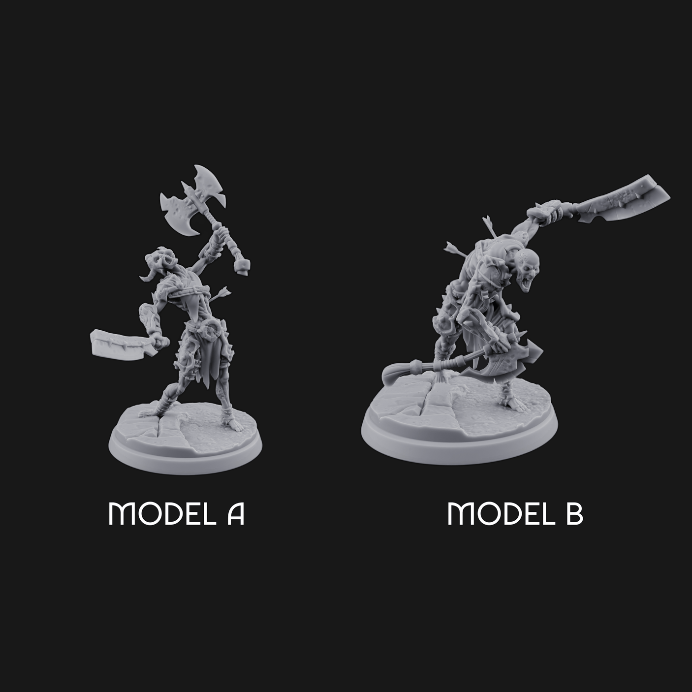 Axes Held High Ghoul Warriors Miniature for Dungeons and Dragons, Pathfinder or other TTRPGs