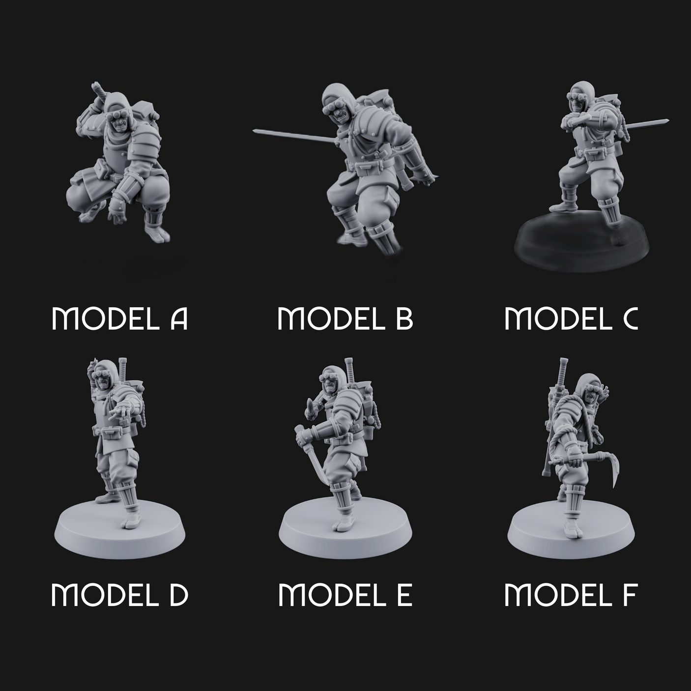 Weird War Japanese Ninja Soldiers Miniature for Dungeons and Dragons, Pathfinder or other TTRPGs