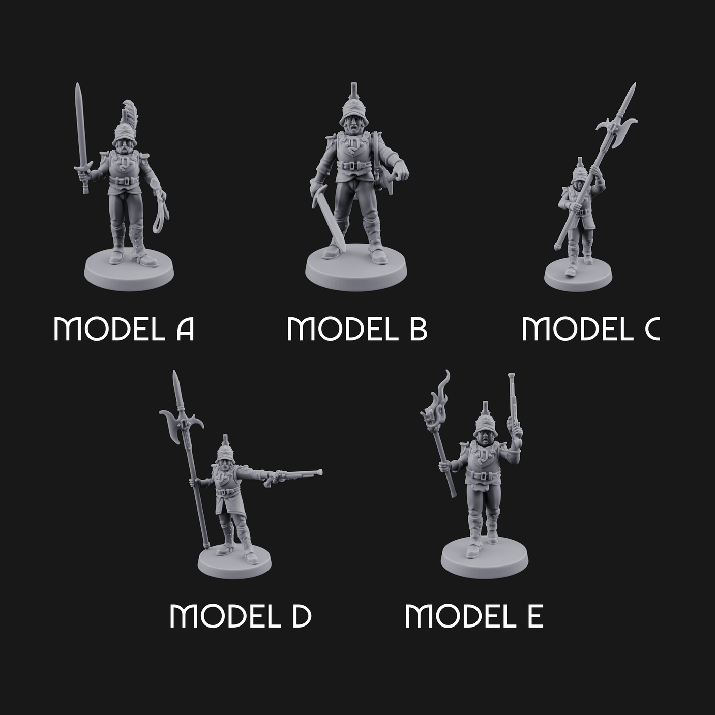 Plume Standing Proud Human Guards Miniature for Dungeons and Dragons, Pathfinder or other TTRPGs