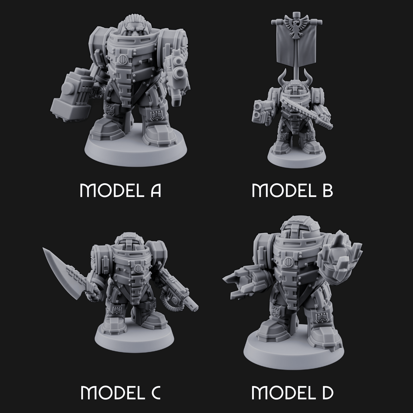 Fully Armoured Space Dwarf Troopers Miniature for Dungeons and Dragons, Pathfinder or other TTRPGs