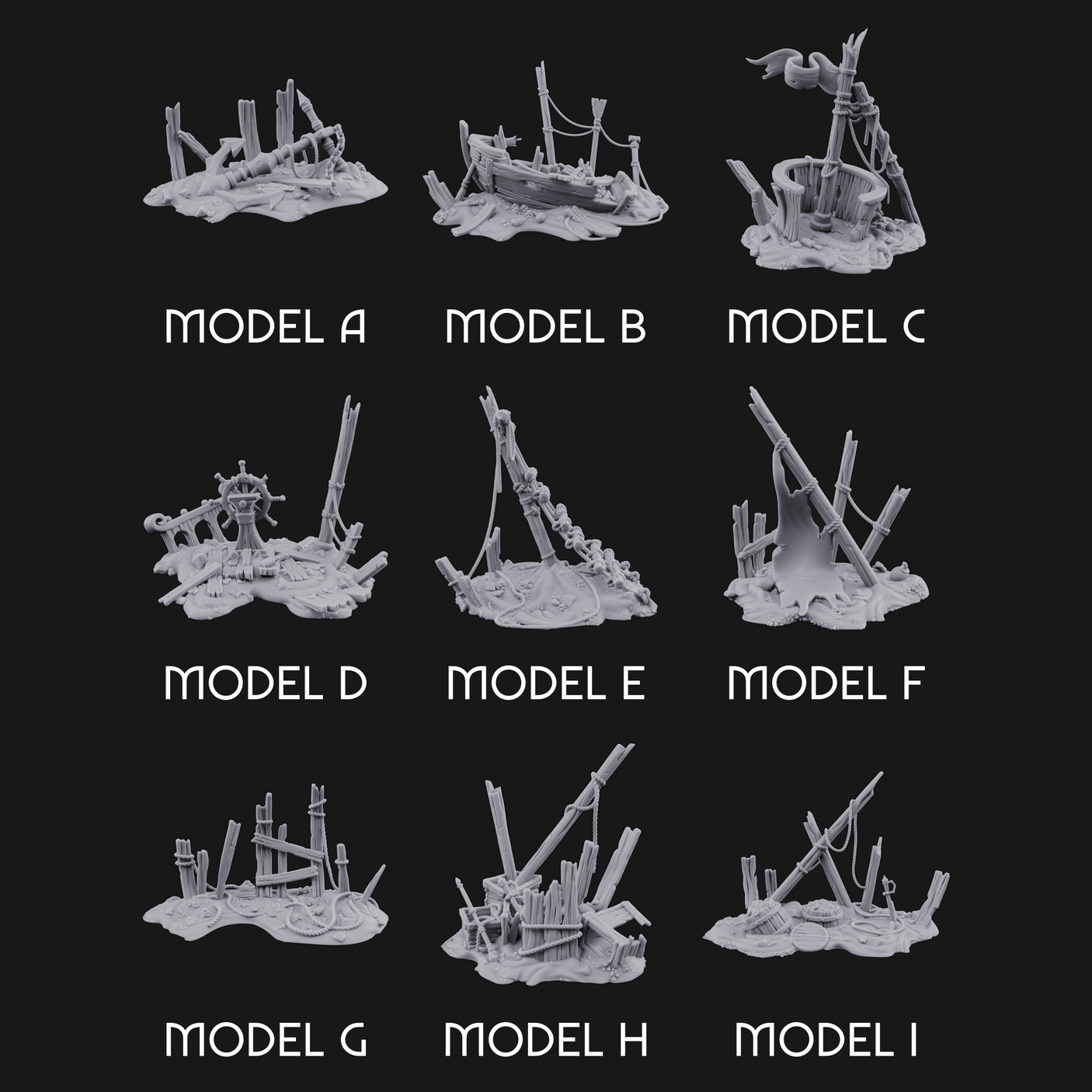 Sunken Seabed Debris Miniature for Dungeons and Dragons, Pathfinder or other TTRPGs