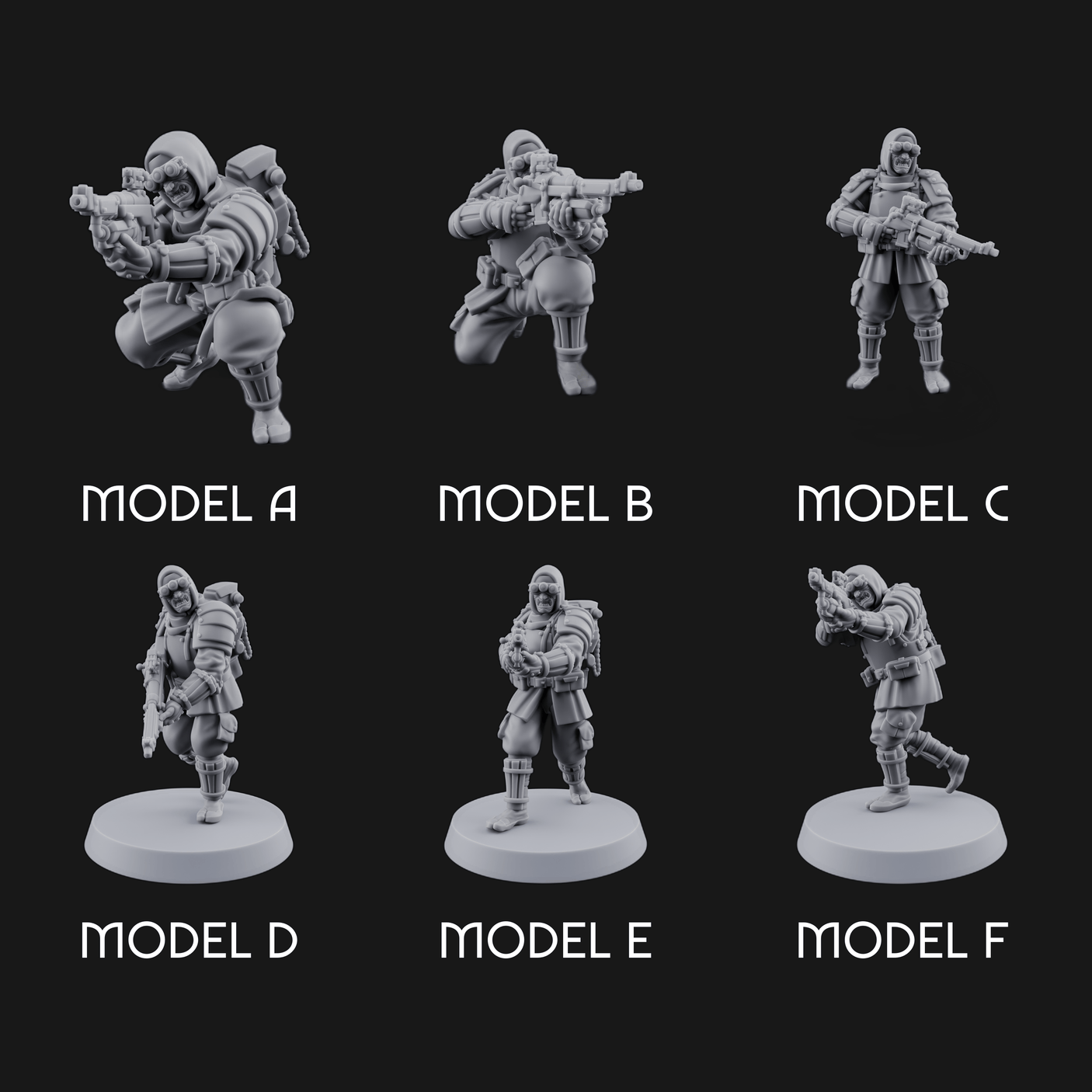 Weird War Japanese Ninja Riflemen Miniature for Dungeons and Dragons, Pathfinder or other TTRPGs