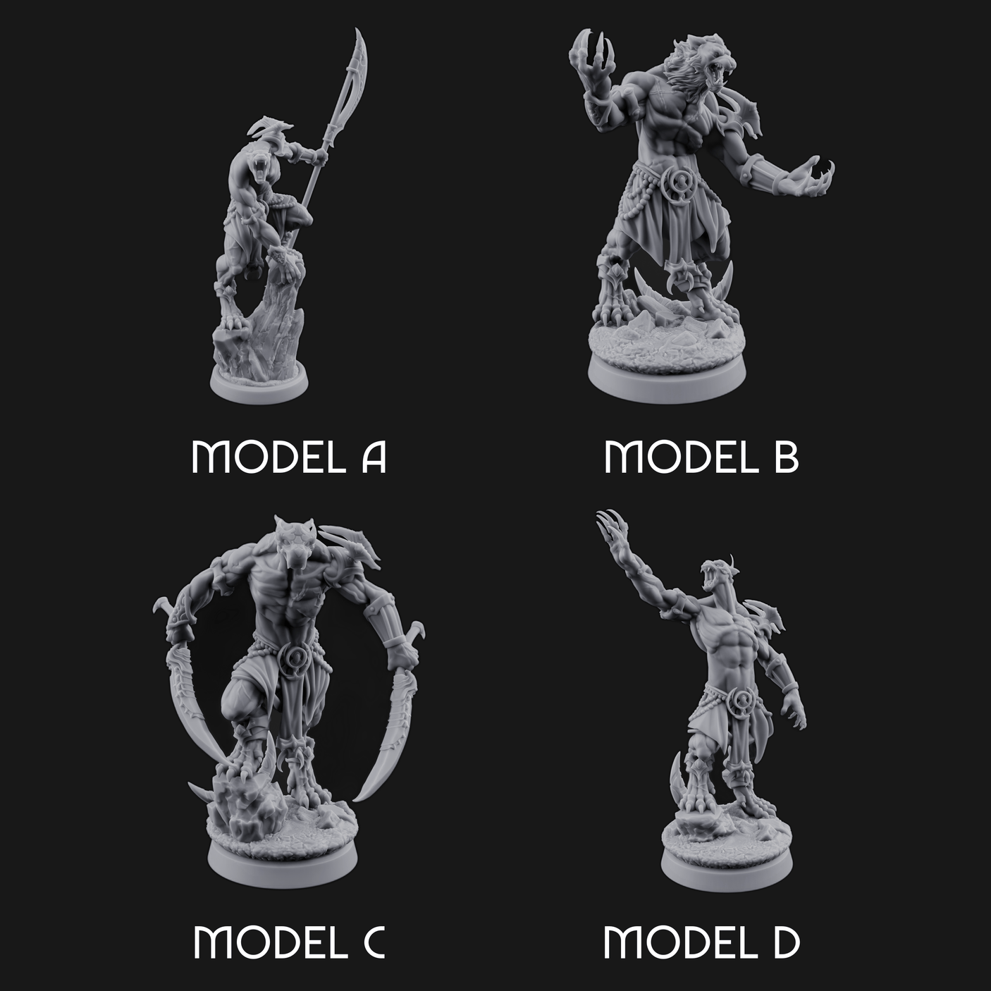 Perched And Brandishing Rakshasa Prowlers Miniature for Dungeons and Dragons, Pathfinder or other TTRPGs