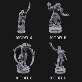 Perched And Brandishing Rakshasa Prowlers Miniature for Dungeons and Dragons, Pathfinder or other TTRPGs