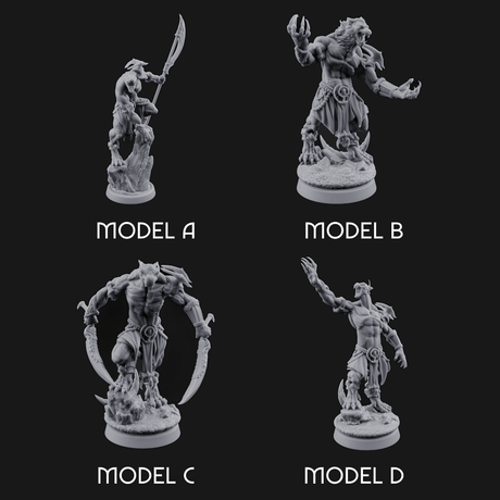 Perched And Brandishing Rakshasa Prowlers Miniature for Dungeons and Dragons, Pathfinder or other TTRPGs