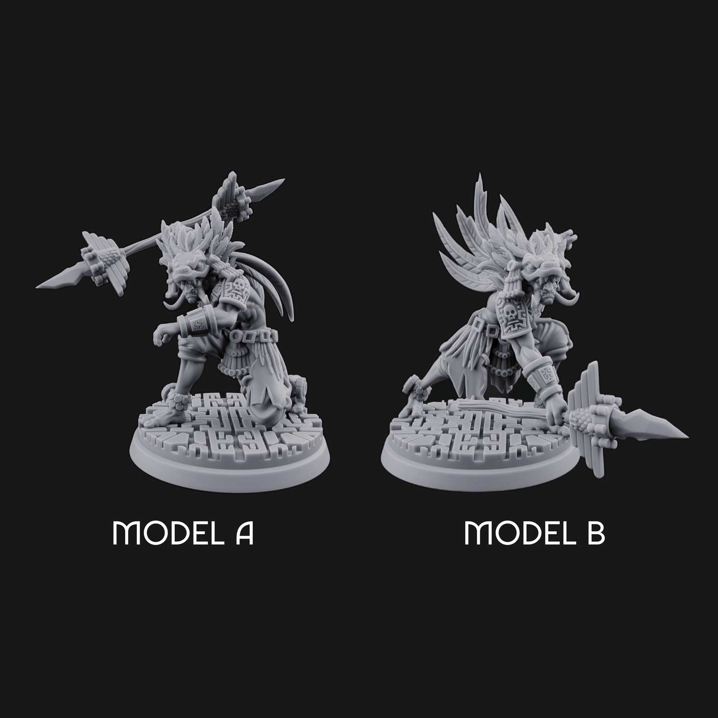 Aztec Inspired Spear Held High Hobgoblin Warrior Miniature for Dungeons and Dragons, Pathfinder or other TTRPGs