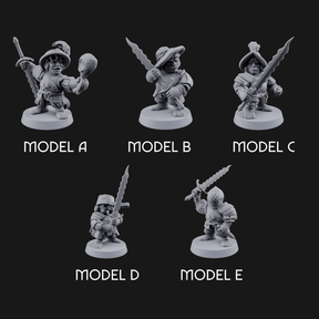 Swinging Low Halfling Greatsword Unit Miniature for Dungeons and Dragons, Pathfinder or other TTRPGs