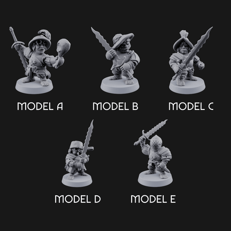 Swinging Low Halfling Greatsword Unit Miniature for Dungeons and Dragons, Pathfinder or other TTRPGs