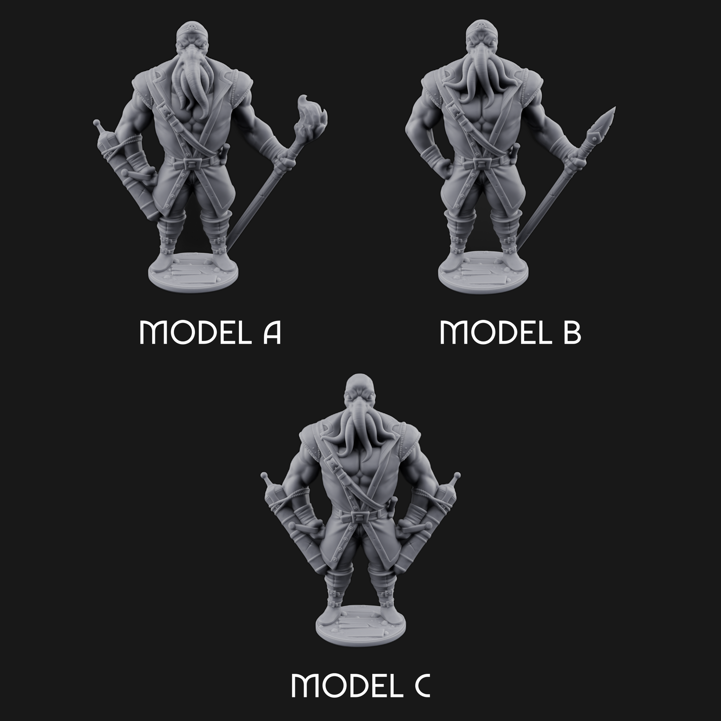Torch Bearing Buccaneer Mind Flayer Pirates Miniature for Dungeons and Dragons, Pathfinder or other TTRPGs