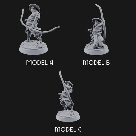 Bow Flexing Ashigaru Archers Miniature for Dungeons and Dragons, Pathfinder or other TTRPGs