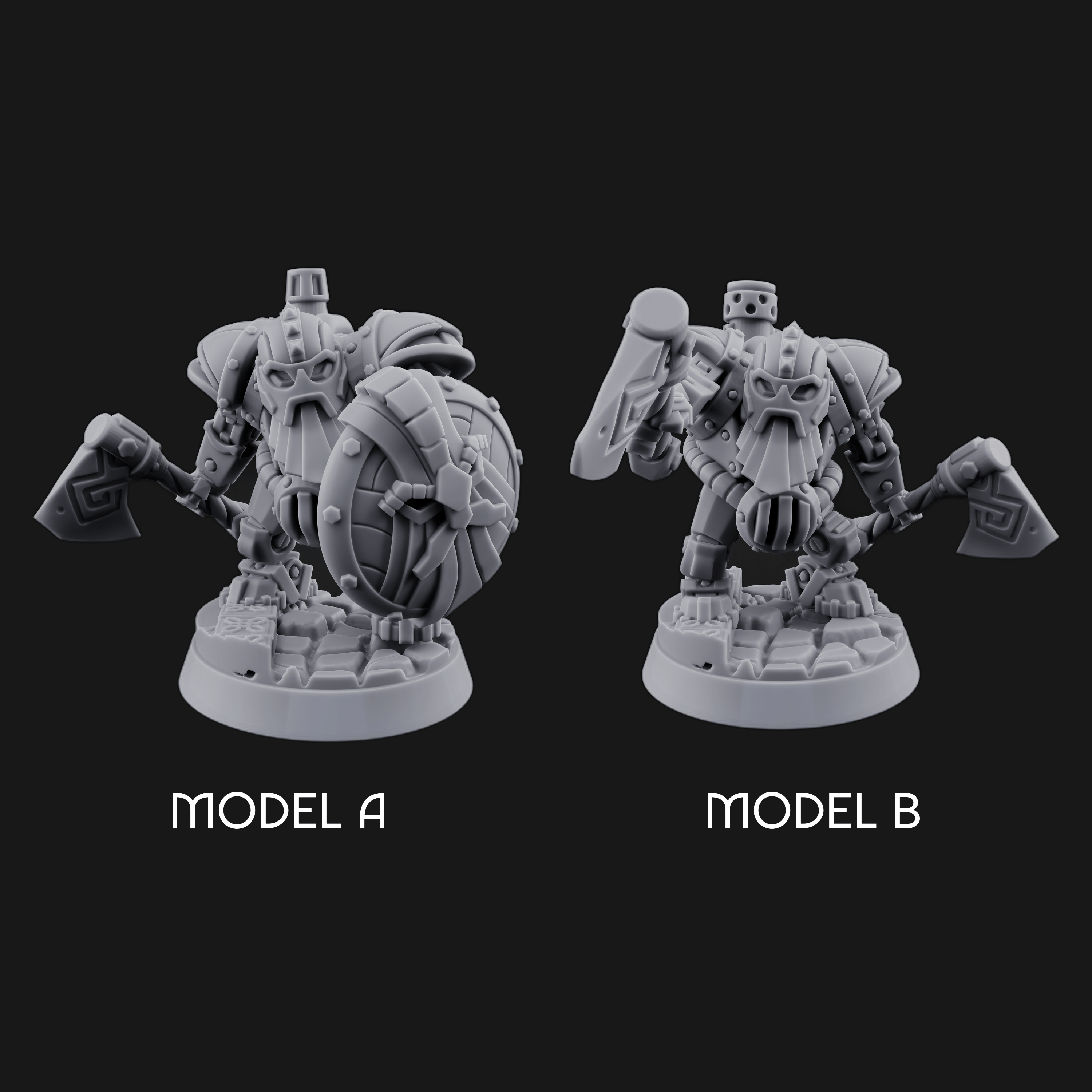 Shell Plated Striding Mech Dwarf Warriors Miniature for Dungeons and Dragons, Pathfinder or other TTRPGs